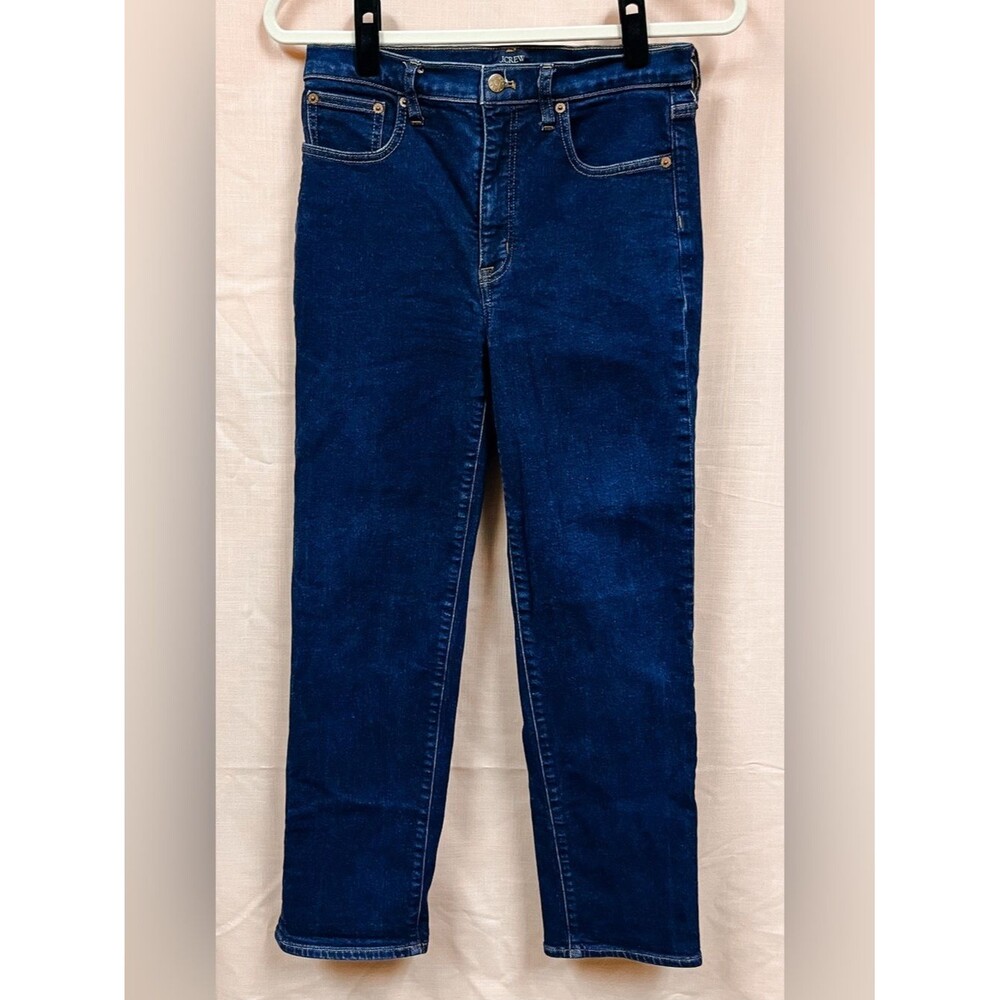 J.Crew Dark Indigo Stovepipe Denim Jeans with Contrast Stitching